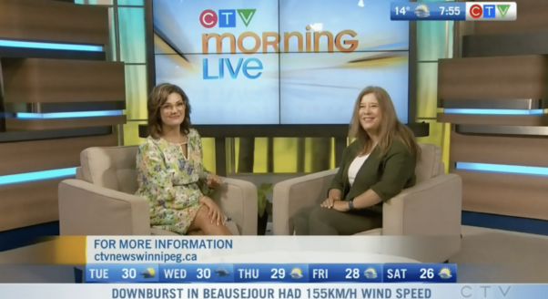 CTV morning live set with Rachel Lagacé and Carolyn Klassen smiling at the camera