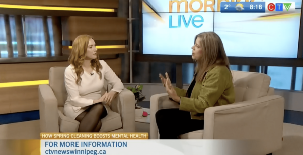 Carolyn Klassen on CTV Morning live talking about cleaning